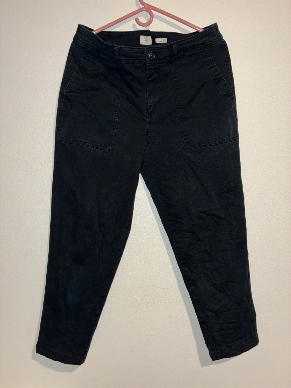 A New Day Black Utility Pants Women’s Size 10 Stretch Elastic Waist